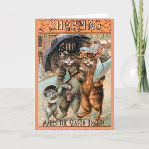 Vintage jul-shopping gör säsongen ljusare helgkort