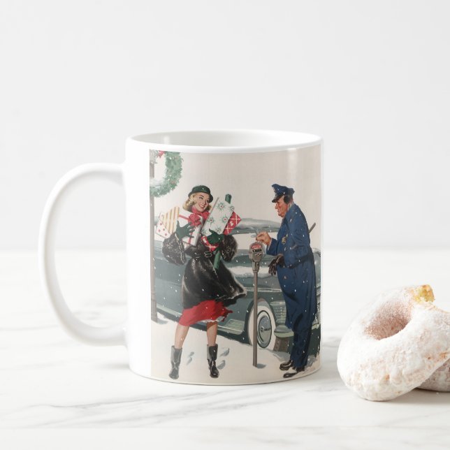 Vintage jul, Shopping Presenter Policeman Kaffemugg (Med munk)