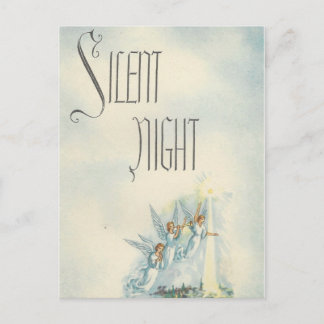 Vintage jul Silent Night Änglar Helg Vykort