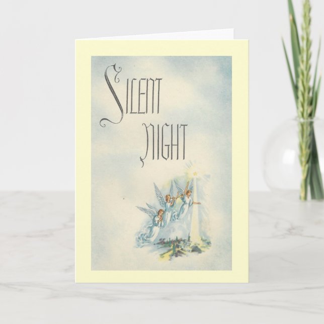 Vintage jul Silent Night Änglar Helgkort (Framsida)