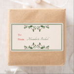 Vintage jul-självhäftande gåva märkre Holly Berry Fraktsedel<br><div class="desc">Lägg till en aning klassisk skönhet i helgdag paket. Denna enkla julklapp med röda bär är tidlös. Lägg till namn för att anpassa eller om du vill kan du ta bort fält och skriva in det för hand. Ett handskrivet skript har använts för att replikera handskriften. Enkel, personlig och festlig!...</div>