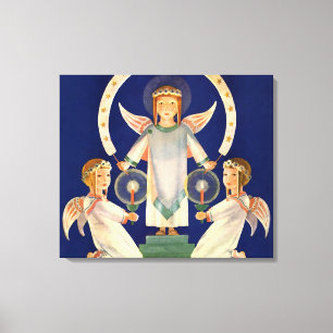 Vintage jul, Skandinavian Santa Lucia Änglar Canvastryck