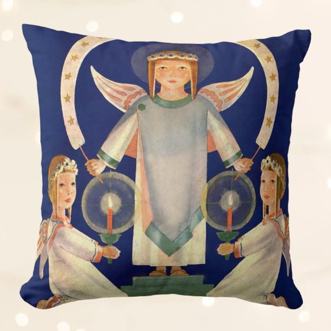 Vintage jul, Skandinavian Santa Lucia Änglar Kudde (Skapare uppladdad)