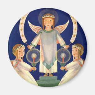 Vintage jul, Skandinavian Santa Lucia Änglar Magnet