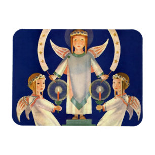 Vintage jul, Skandinavian Santa Lucia Änglar Magnet