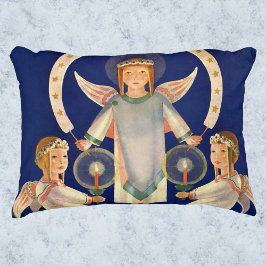 Vintage jul, skandinaviska Sankta Lucia-änglar Prydnadskudde
