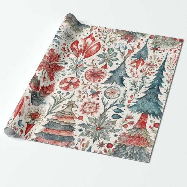 Vintage jul - skandinaviskt design presentpapper (Utrullad)