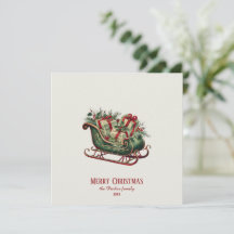 Vintage jul Sleigh med presenter och Greenery