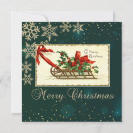 Vintage jul Sleigh,Mistletoe Snöflingor