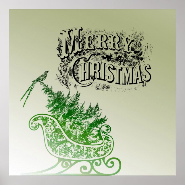 Vintage jul Sleigh Poster (Framsidan)