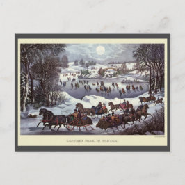 Vintage jul Sleighs, Central Park i vinter Helg Vykort
