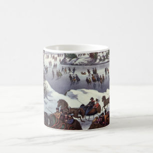 Vintage jul Sleighs, Central Park i vinter Kaffemugg