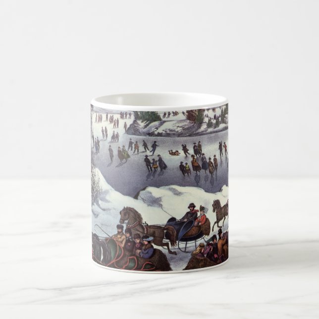 Vintage jul Sleighs, Central Park i vinter Kaffemugg (Center)