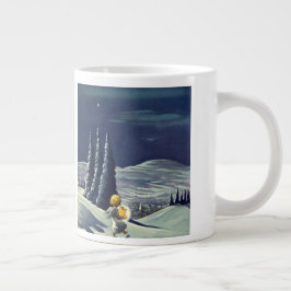 Vintage jul, Snö Angel Walking med en stjärna Jumbo Mugg