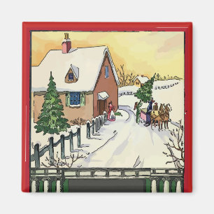 Vintage jul Snö Magnet