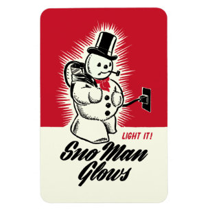 Vintage jul Sno Man Glows Magnet