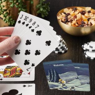 Vintage jul, snöängel som går med en stjärna casinokort