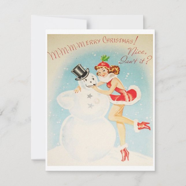 Vintage jul Snögubbe Helgdag Card Julkort (Framsida)