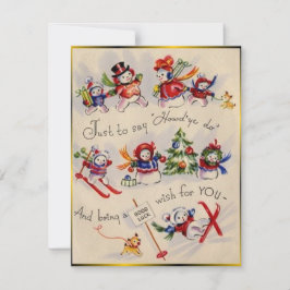Vintage jul Snögubbe Julkort