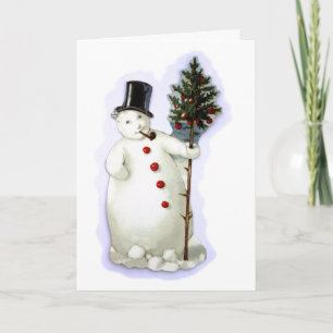 Vintage jul-Snögubbe kort
