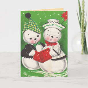 Vintage jul-Snögubbe kort
