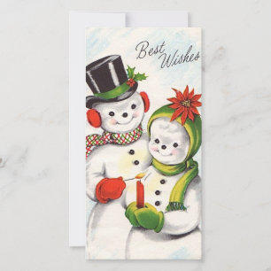 Vintage jul Snögubbe par Julkort