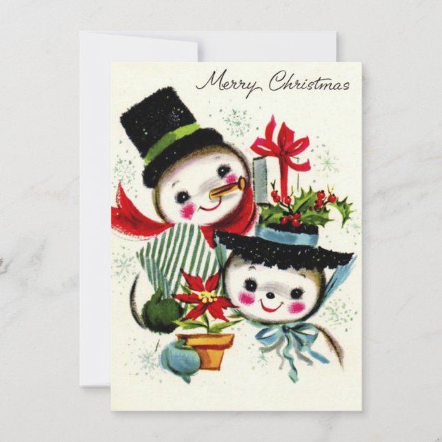 Vintage jul Snögubbe par Julkort (Framsida)