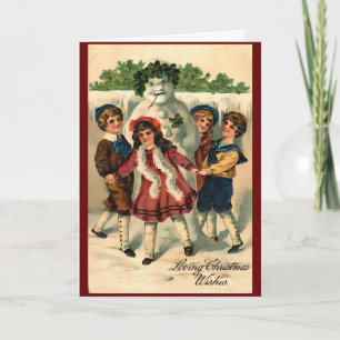 Vintage jul Snögubbe Winter Kort