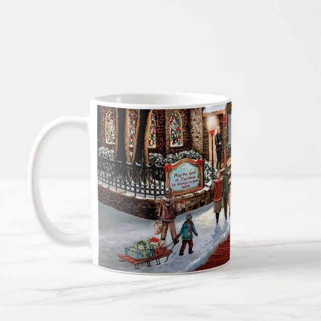 Vintage jul snöigt landskap kaffemugg (Vänster)