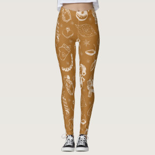 vintage jul snöman handritad leggings