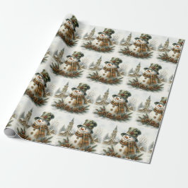 Vintage jul snöman presentpapper
