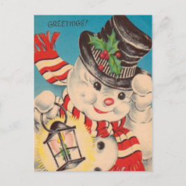 Vintage jul snömannen Holiday vykort