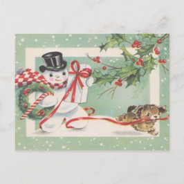 Vintage jul snömannen Holiday vykort