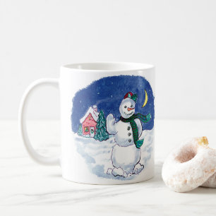 Vintage jul snömannen vinkar kaffemugg
