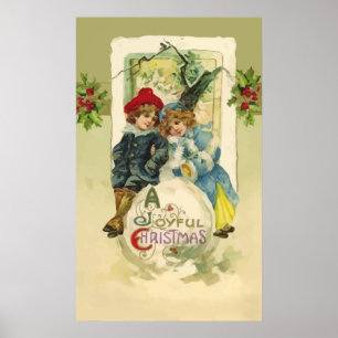Vintage jul Snowball Poster