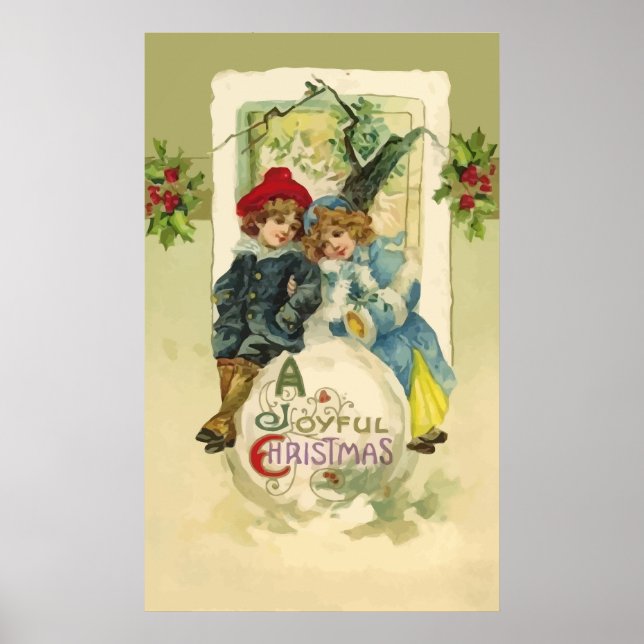 Vintage jul Snowball Poster (Framsidan)