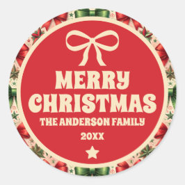 Vintage jul Stars and Bows Runt Klistermärke