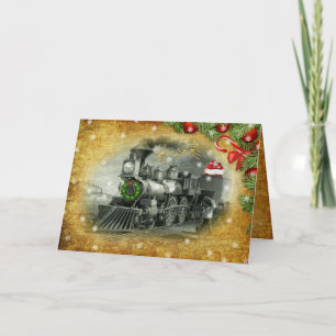 Vintage jul Steam Tåg Helgdag Card Helgkort