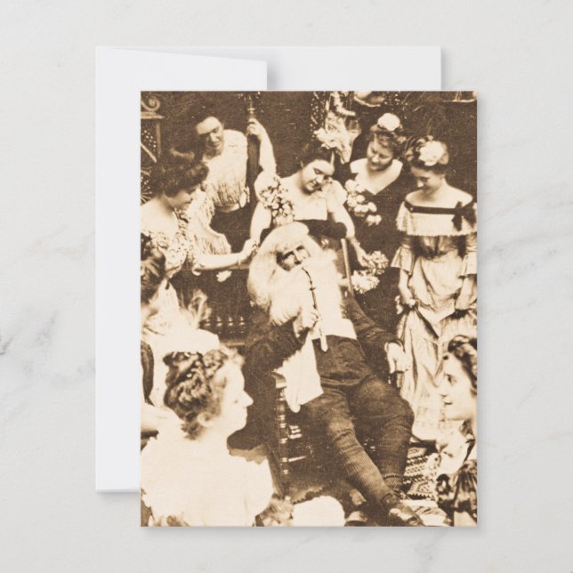 Vintage jul Stereoview Santa och Dam Julkort (Framsida)