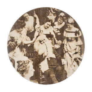 Vintage jul Stereoview Tomte och damerna