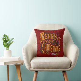 Vintage jul stil glad jul semesterhälsning kudde