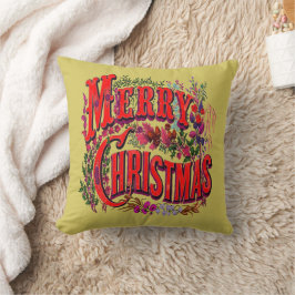 Vintage jul stil glad jul semesterhälsning kudde