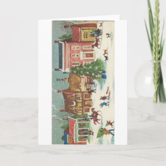 Vintage jul Street Scene Helgkort