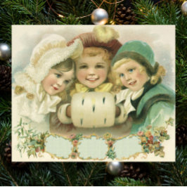 Vintage jul-systrar, Viktorianska barn Poster