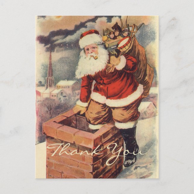 Vintage Jul Tack Vykort (Framsida)