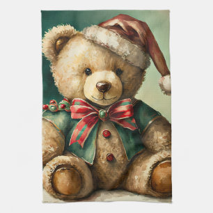 Vintage jul Teddybjörn Kökshandduk