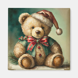 Vintage jul teddybjörn magnet