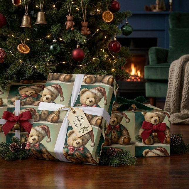 Vintage jul Teddybjörn Presentpapper (Skapare uppladdad)