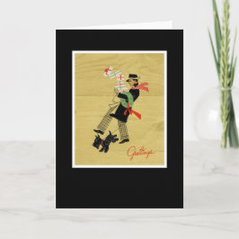 Vintage jul Terrier Hund Helgkort