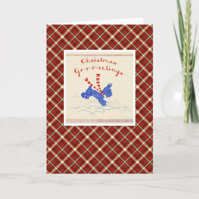 Vintage jul Terrier Hund Helgkort (Framsida)